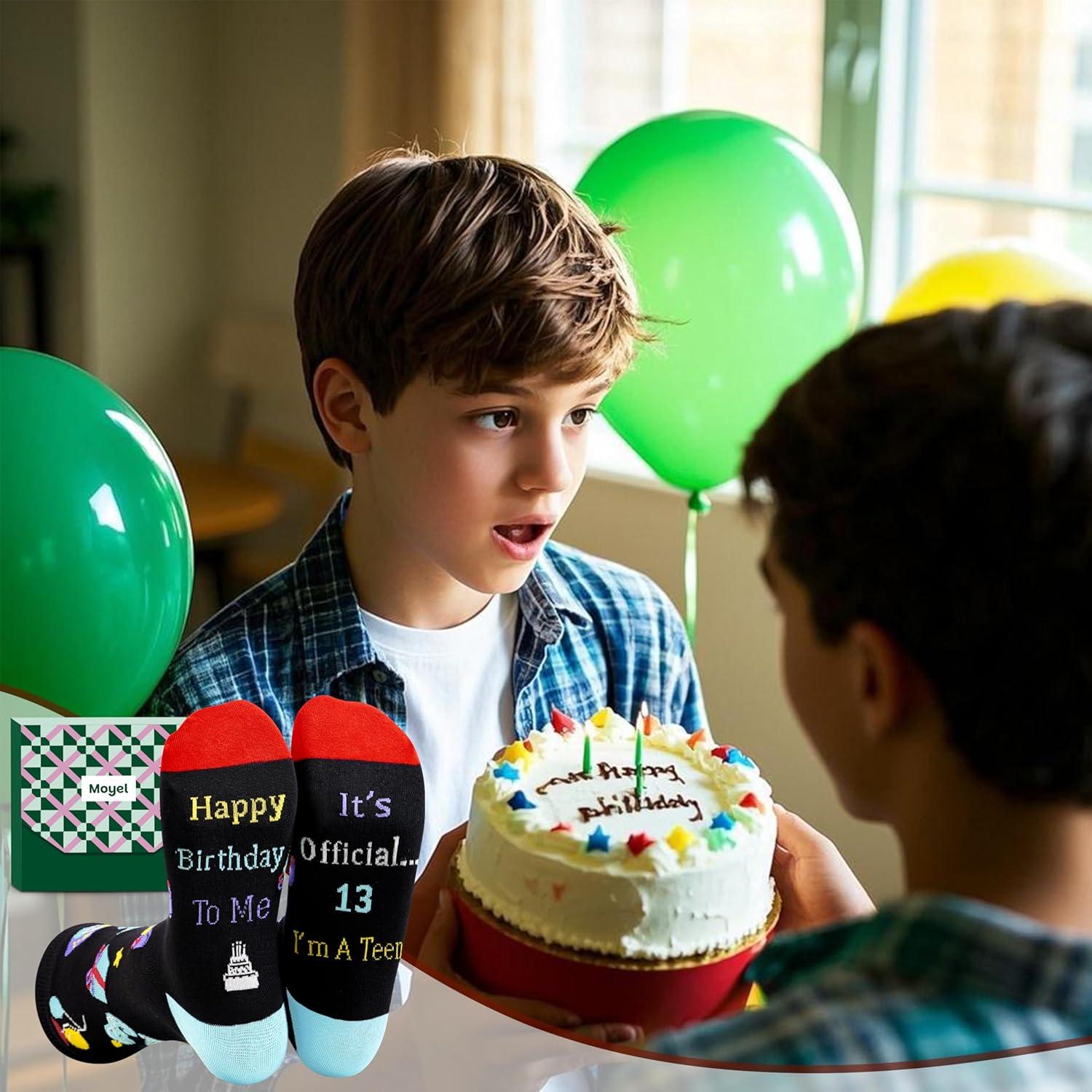 imageMoyel 21st 13th Birthday Gifts for Him Mens Fun Funny Socks Cool 13 21 Year Old Birthday Gifts for Him Men Gift IdeasMulticolor 13th Birthday Boy 01