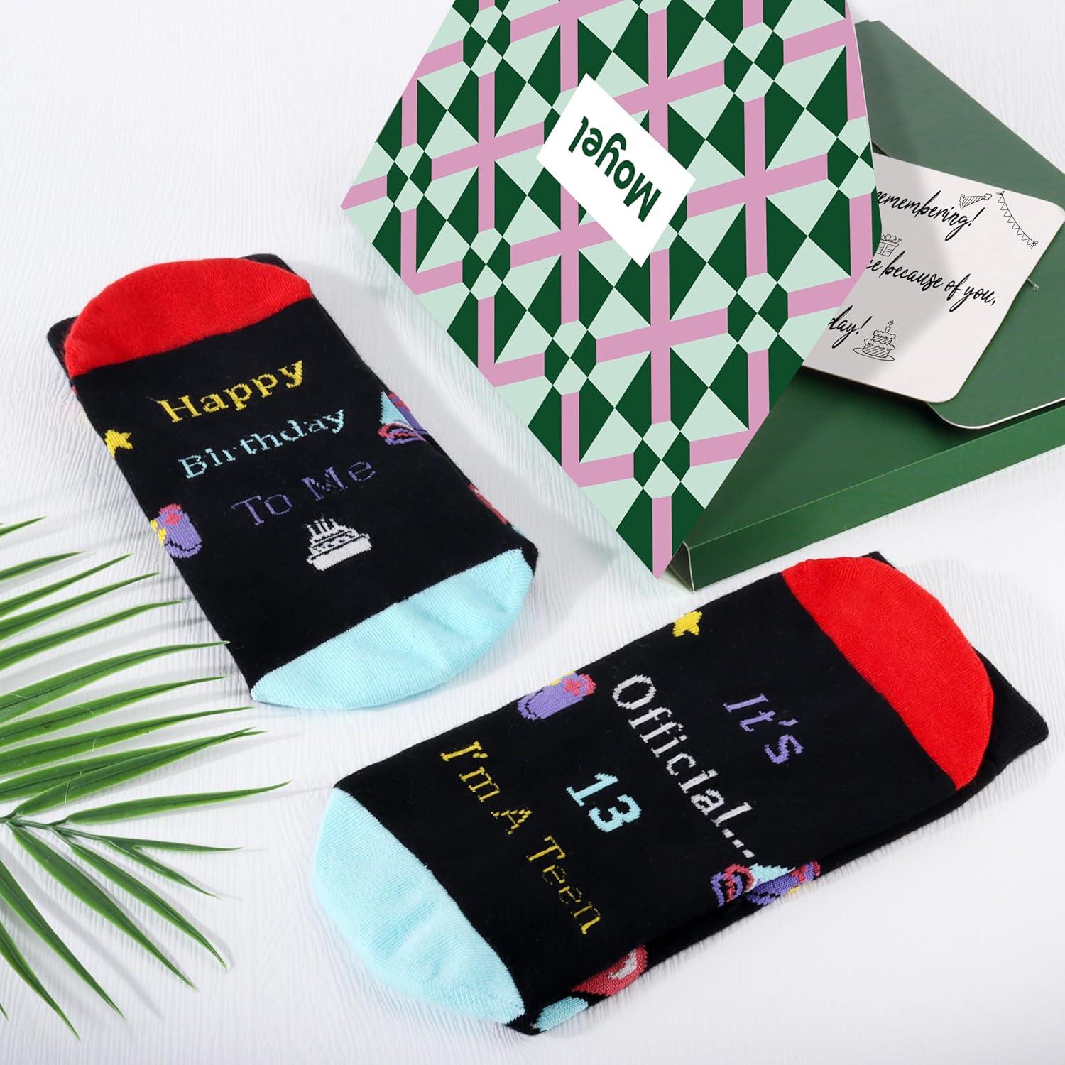 imageMoyel 21st 13th Birthday Gifts for Him Mens Fun Funny Socks Cool 13 21 Year Old Birthday Gifts for Him Men Gift IdeasMulticolor 13th Birthday Boy 01