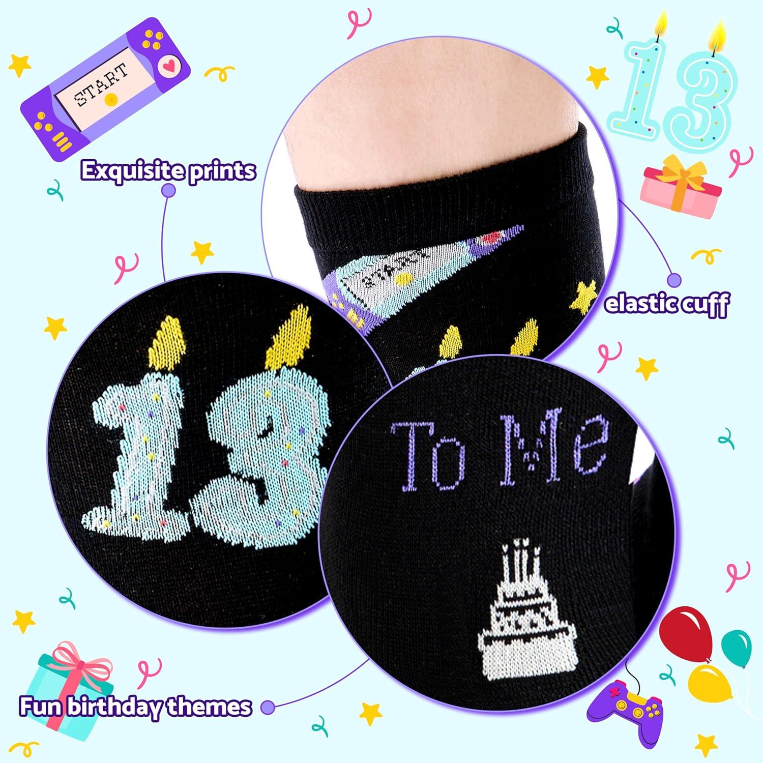 imageMoyel 21st 13th Birthday Gifts for Him Mens Fun Funny Socks Cool 13 21 Year Old Birthday Gifts for Him Men Gift IdeasMulticolor 13th Birthday Boy 01