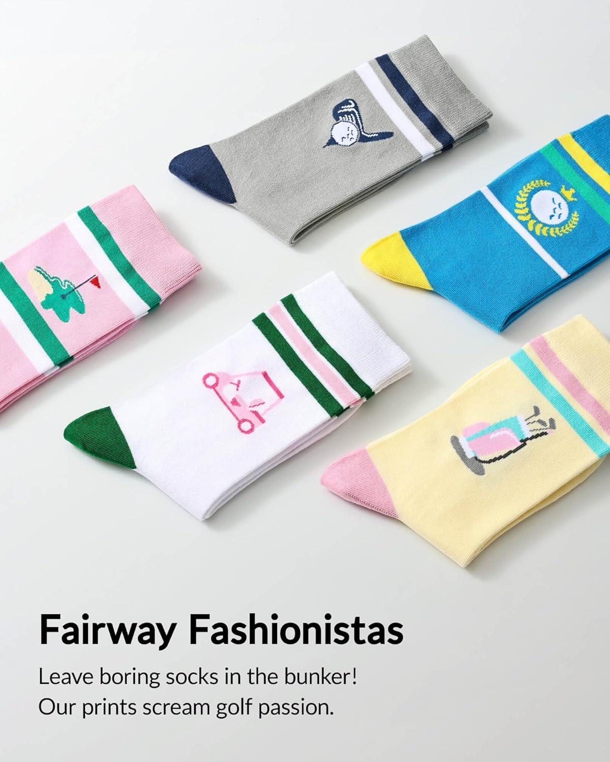 imageMoyel 50th Birthday Gifts for Her Women Present for 50 Year Old Woman 5 Pairs Funny Socks FemaleMulticolor Golf