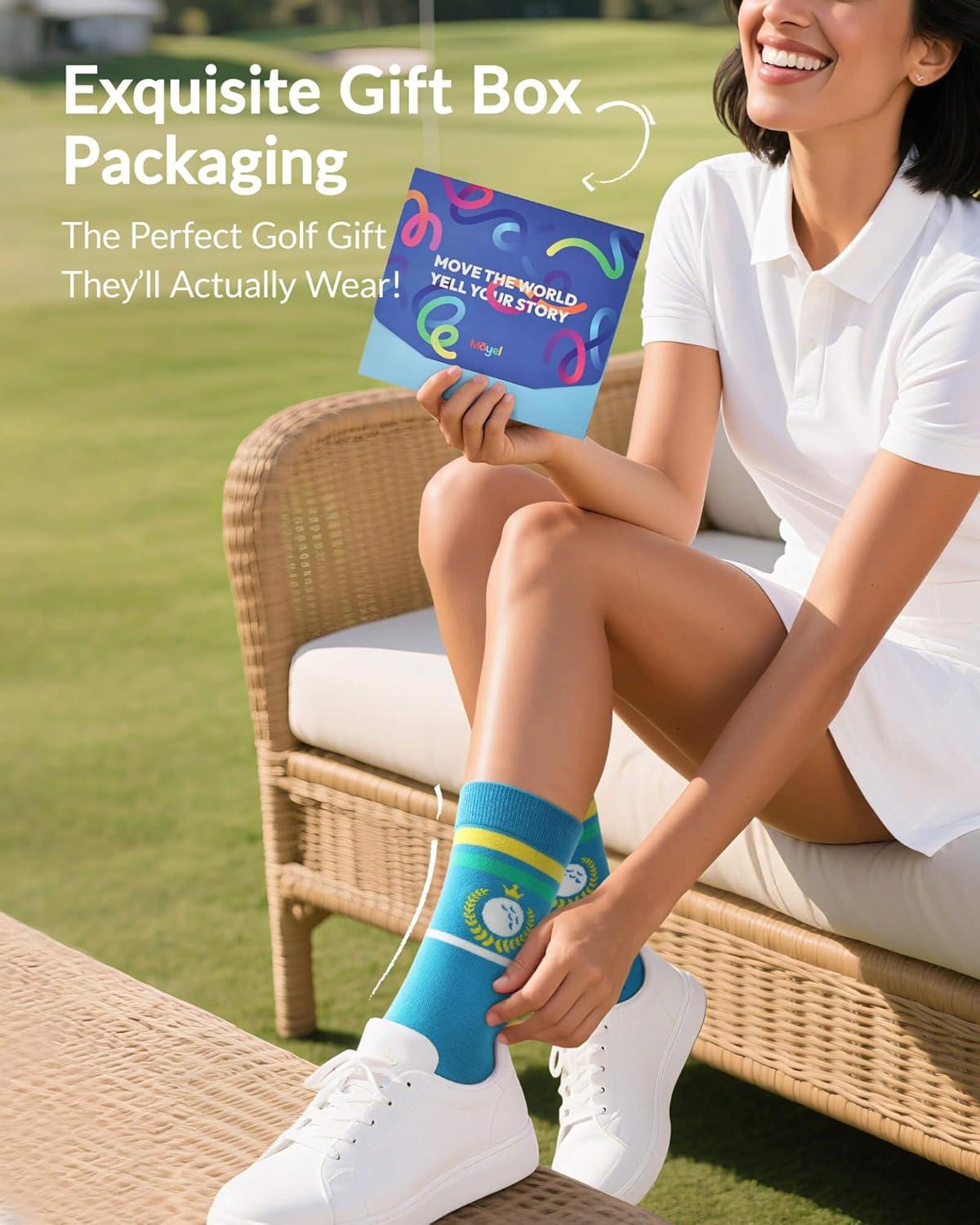 imageMoyel 50th Birthday Gifts for Her Women Present for 50 Year Old Woman 5 Pairs Funny Socks FemaleMulticolor Golf