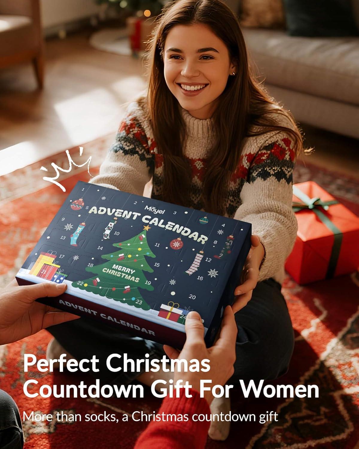 imageMoyel Advent Calendar 2025 Adult Men 12 Days of Christmas Cotton Socks US 713 Fun Christmas Sock Advent Calendar for Men Funny Gifts for Dad Boyfriend Husband Brother24 PairUS 69