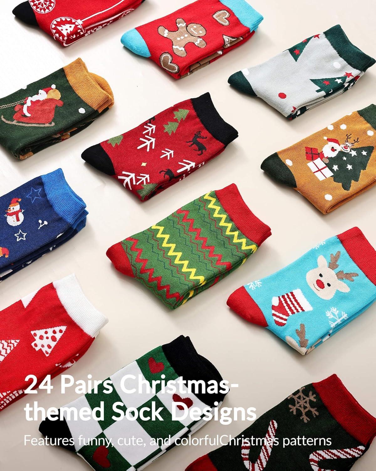 imageMoyel Advent Calendar 2025 Adult Men 12 Days of Christmas Cotton Socks US 713 Fun Christmas Sock Advent Calendar for Men Funny Gifts for Dad Boyfriend Husband Brother24 PairUS 69