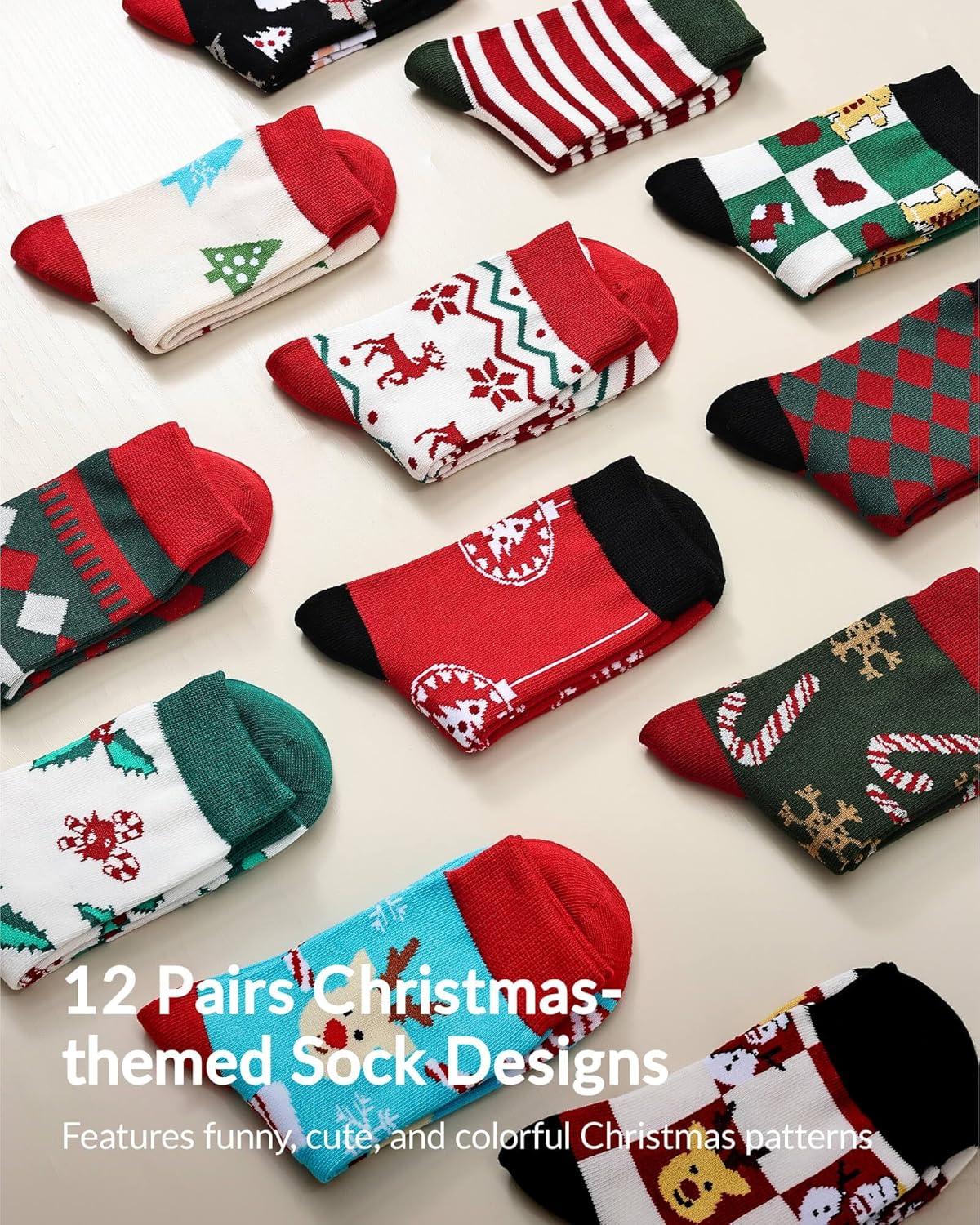 imageMoyel Advent Calendar 2025 Kids 68 Years Funny 12 Days of Sock Advent Calendar for Boys Girls Cute Christmas Socks for Kids Gifts for Daughter Son Granddaughter Nephew12 Pair 68 Year Old