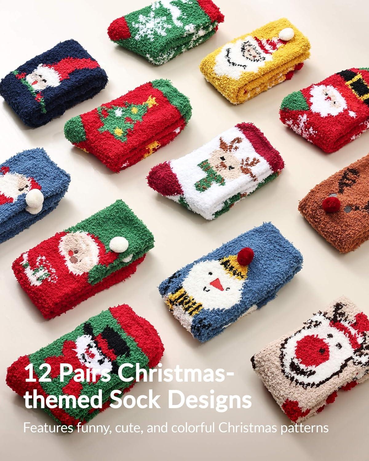 imageMoyel Advent Calendar 2025 Kids 68 Years Funny 12 Days of Sock Advent Calendar for Boys Girls Cute Christmas Socks for Kids Gifts for Daughter Son Granddaughter Nephew12 Pair Fuzzy 46 Year Old