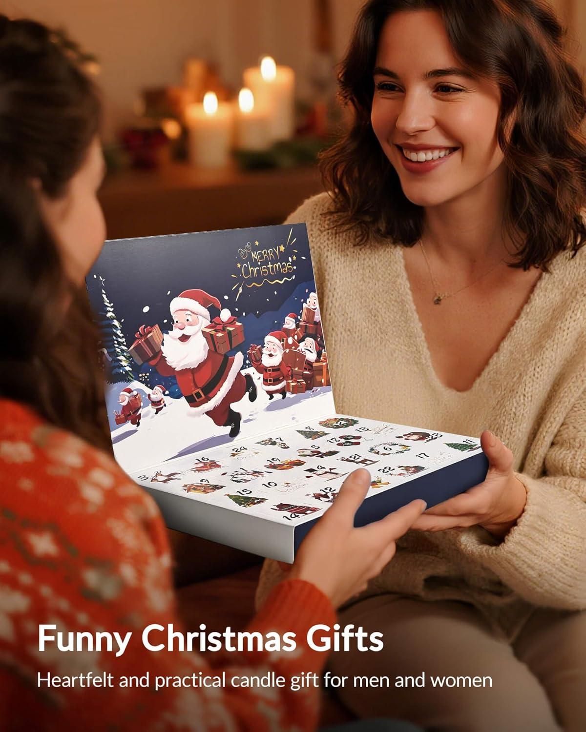 imageMoyel Christmas Candles Advent Calendar 2025 Fun 24 Day Scented Candles Advent Calendars for Women Adults Funny Christmas Countdown Gifts for Mom Wife Girlfriend Teacher