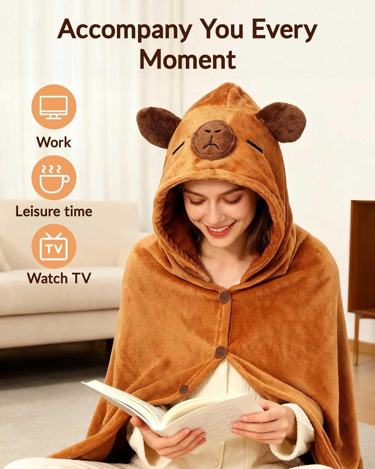 imageMoyel Corgi Blanket for Women Funny Cute Soft Warm Fluffy Fuzzy Wearable Blanket Hoodie Corgi Gifts for Corgi Lovers Mom Girlfriend Wife Friend Sister for Christmas BirthdayBrown Capybara