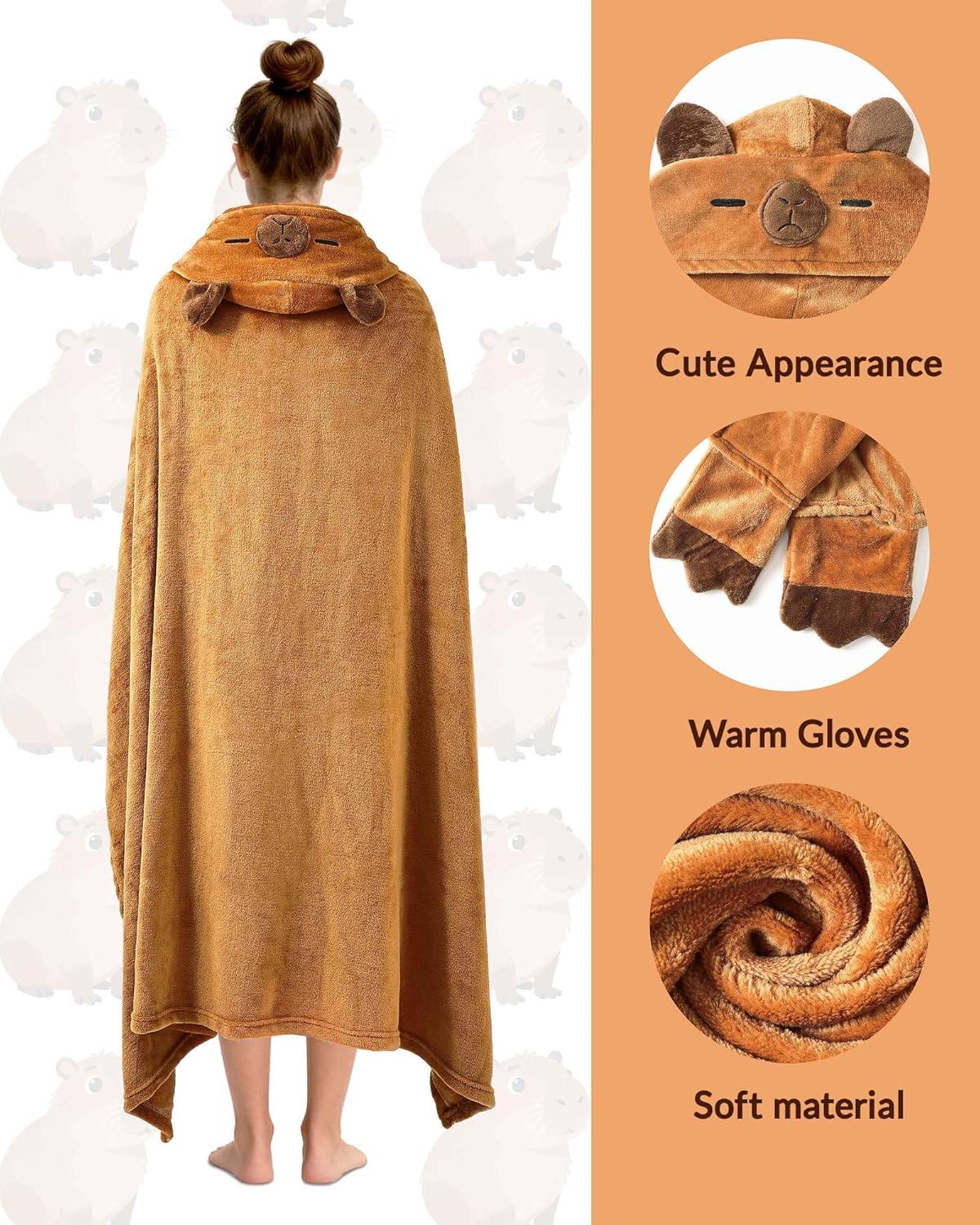 imageMoyel Corgi Blanket for Women Funny Cute Soft Warm Fluffy Fuzzy Wearable Blanket Hoodie Corgi Gifts for Corgi Lovers Mom Girlfriend Wife Friend Sister for Christmas BirthdayBrown Capybara