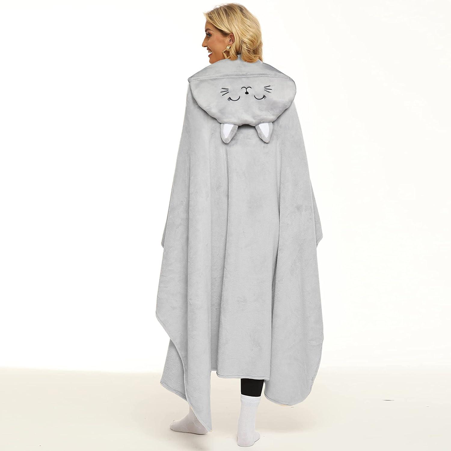 imageMoyel Corgi Blanket for Women Funny Cute Soft Warm Fluffy Fuzzy Wearable Blanket Hoodie Corgi Gifts for Corgi Lovers Mom Girlfriend Wife Friend Sister for Christmas BirthdayGrey Cat