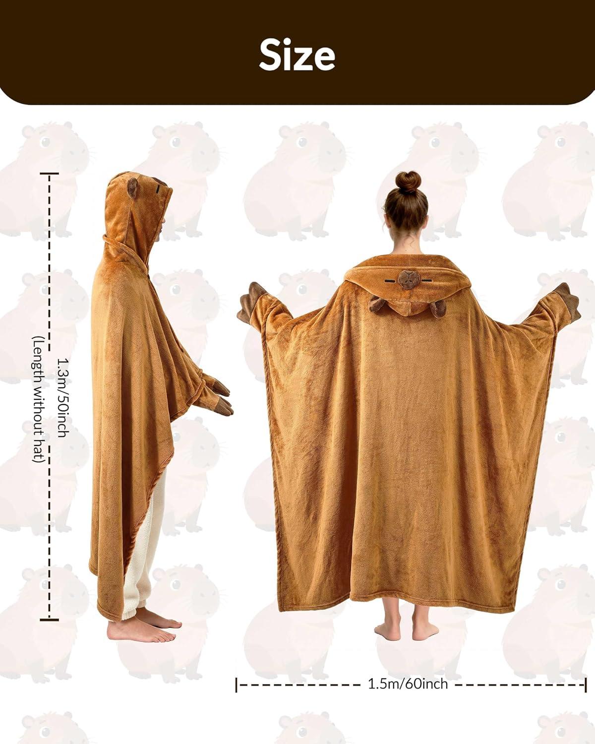 imageMoyel Corgi Blanket for Women Funny Cute Soft Warm Fluffy Fuzzy Wearable Blanket Hoodie Corgi Gifts for Corgi Lovers Mom Girlfriend Wife Friend Sister for Christmas BirthdayBrown Capybara