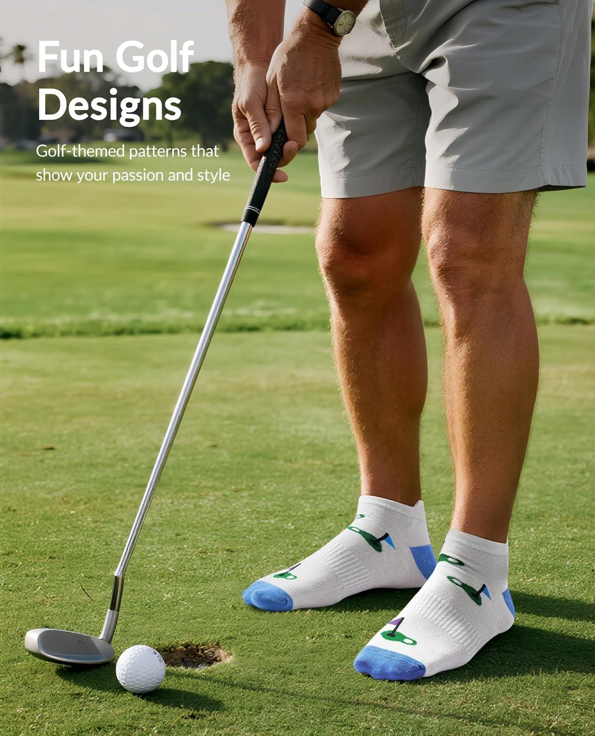 imageMoyel Funny Novelty Socks for Men Fun Golf Pickleball Socks Fun Gifts for Him Men AccessoriesMulticolor Golf Ankle