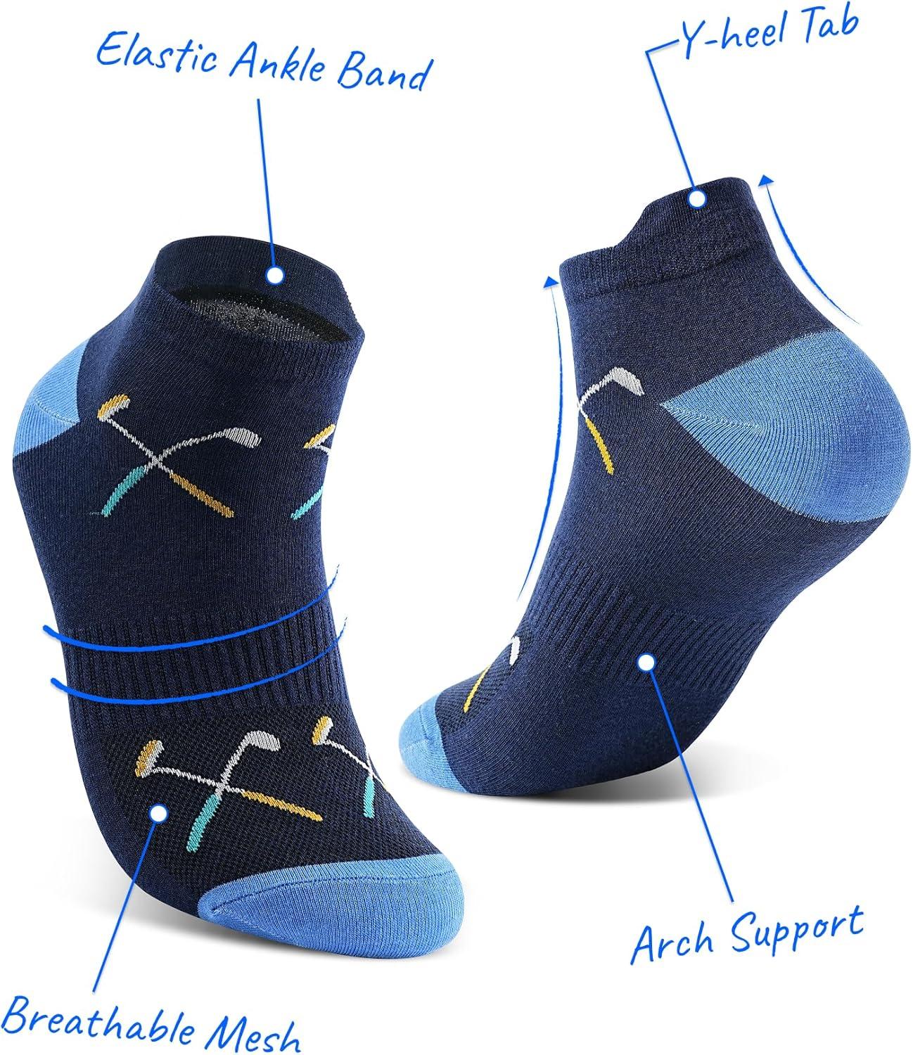 imageMoyel Funny Novelty Socks for Men Fun Golf Pickleball Socks Fun Gifts for Him Men AccessoriesMulticolor Golf Ankle