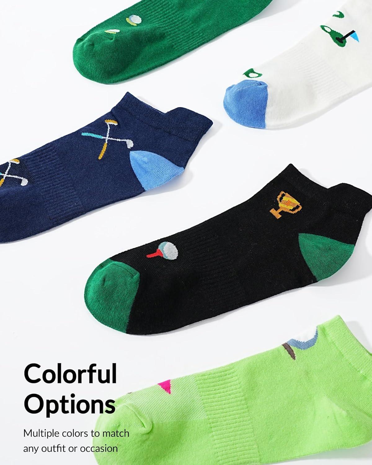 imageMoyel Funny Novelty Socks for Men Fun Golf Pickleball Socks Fun Gifts for Him Men AccessoriesMulticolor Golf Ankle
