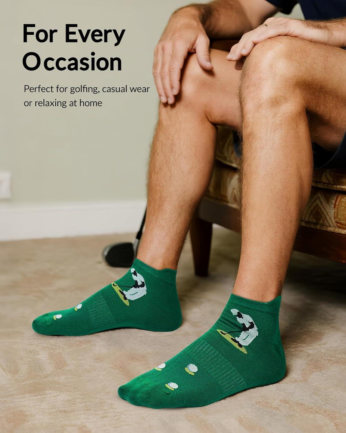imageMoyel Funny Novelty Socks for Men Fun Golf Pickleball Socks Fun Gifts for Him Men AccessoriesMulticolor Golf Ankle