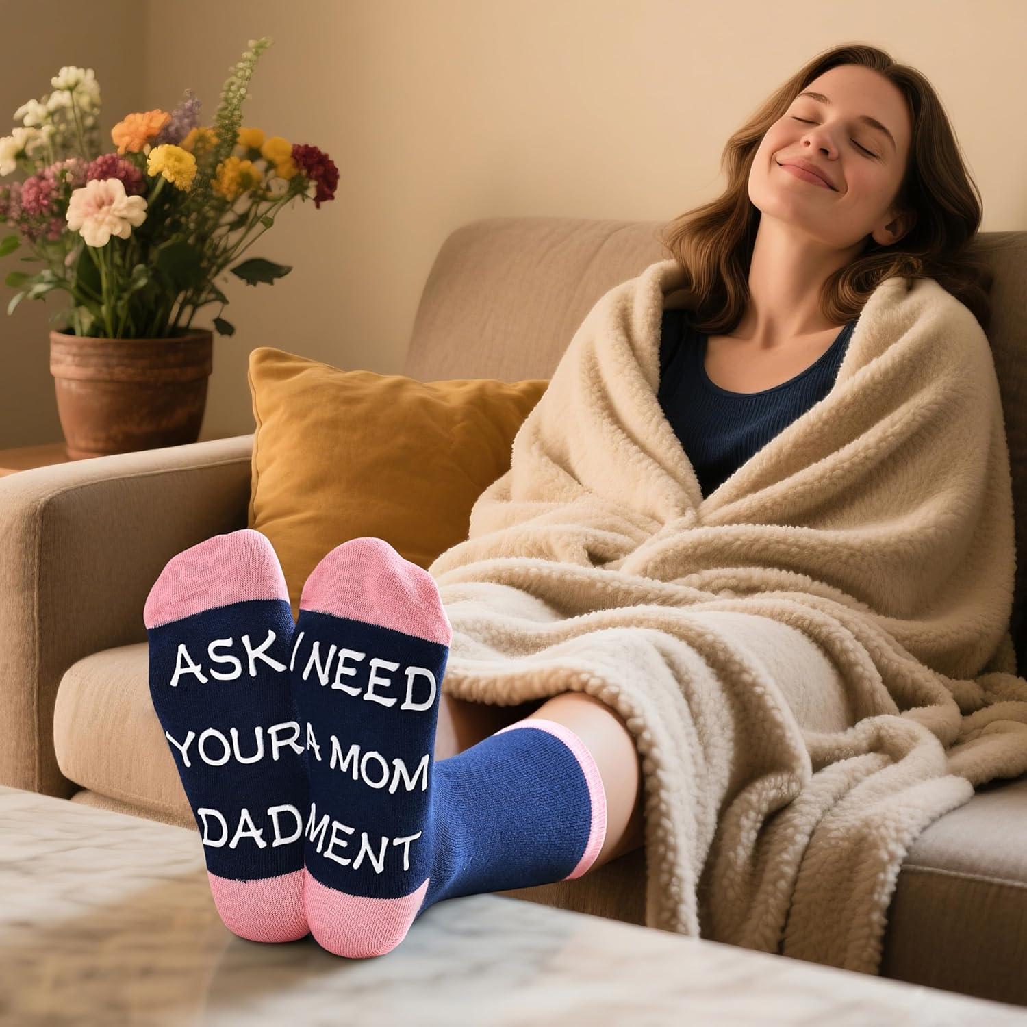 imageMoyel Funny Socks for Mom Women Perfect Gifts for Women on Birthday Christmas Mothers Day Easter from SonDaughterMulticolor Mom