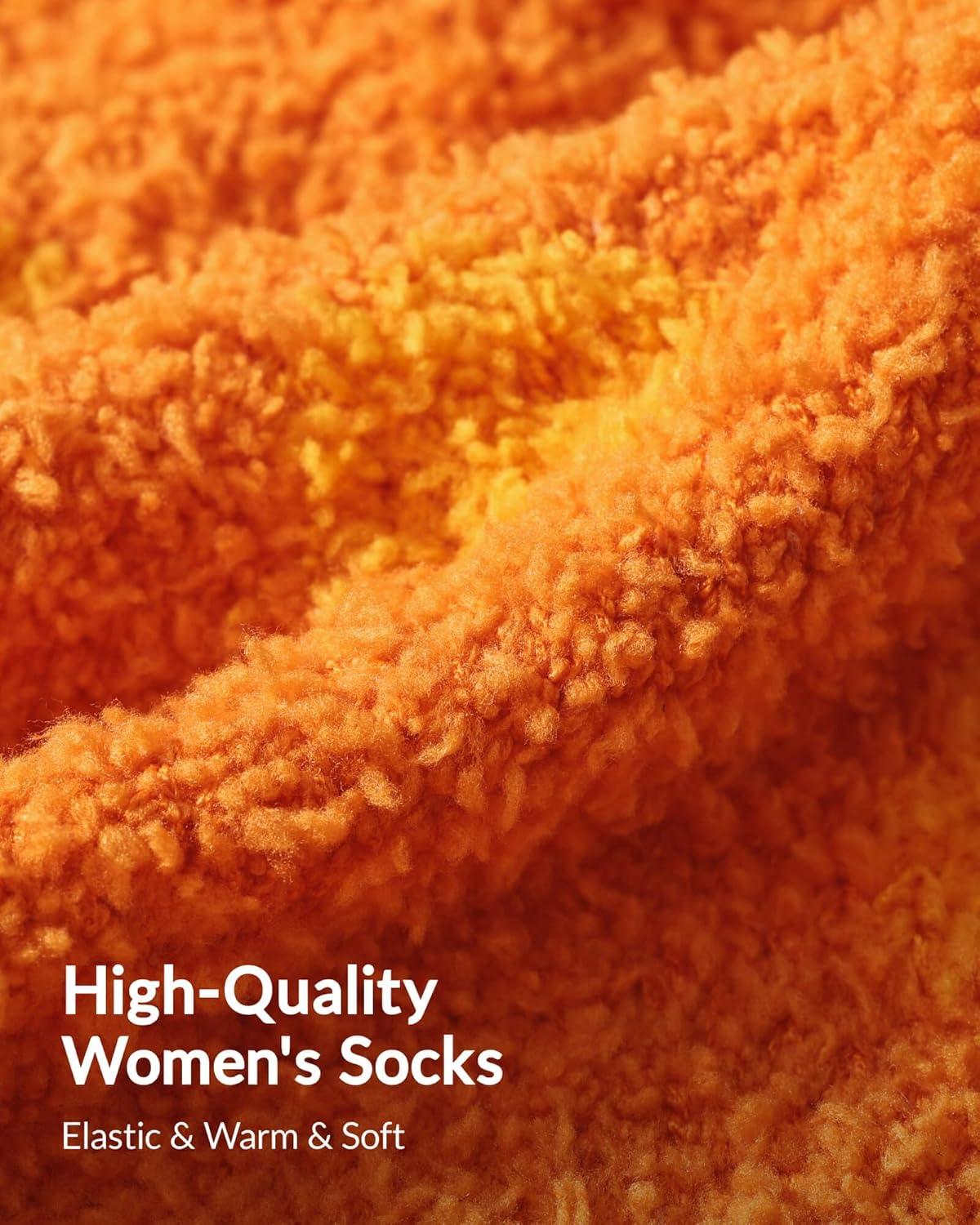 imageMoyel Fuzzy Socks for Women Girls Halloween Thanksgiving 5 Pairs Socks Fall Slipper with GripMulticolorfall