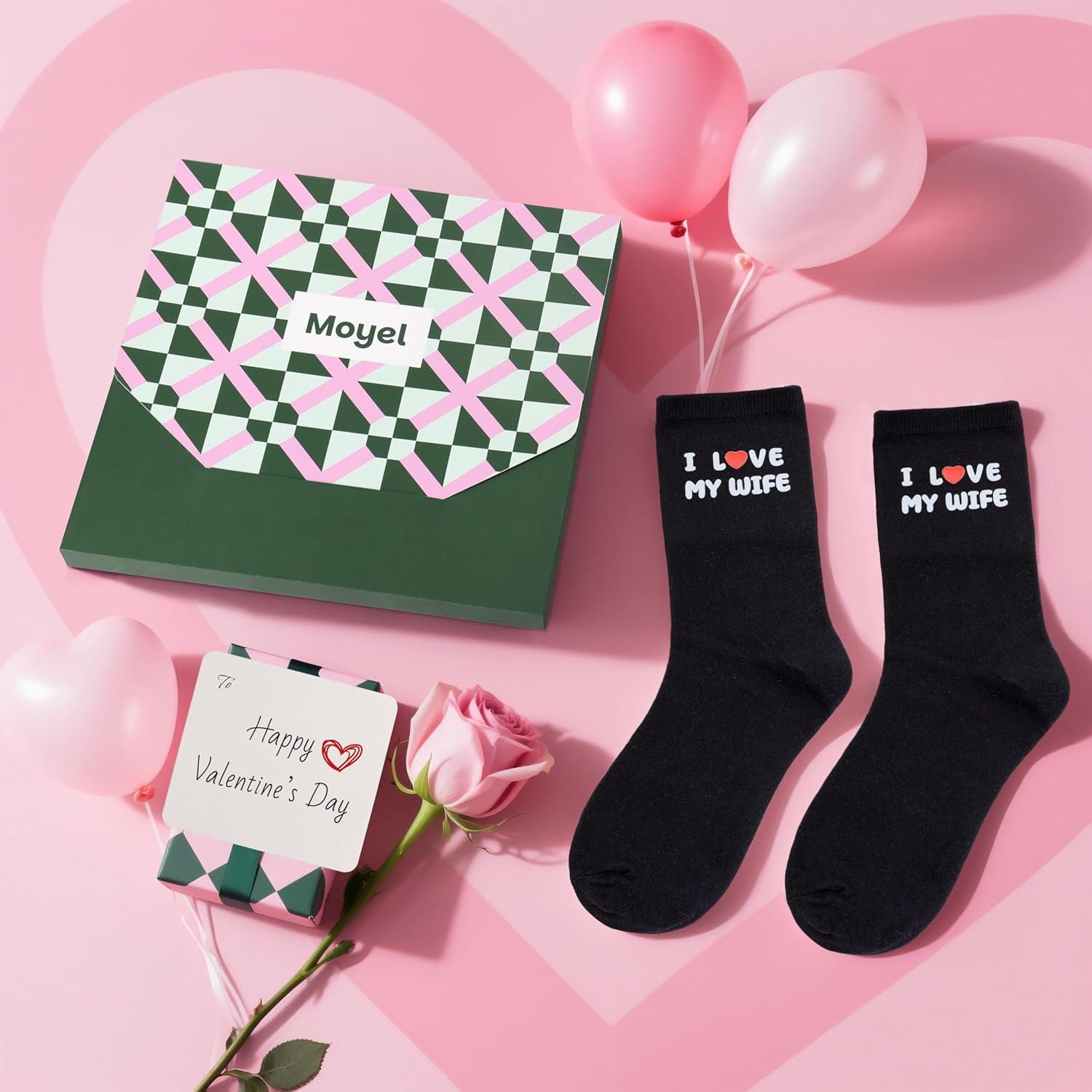 imageMoyel Husband Boyfriend Gift Ideas Funny Cool Socks for Men Romantic Gifts for Anniversary Valentines Day BirthdayBlack Husband 01