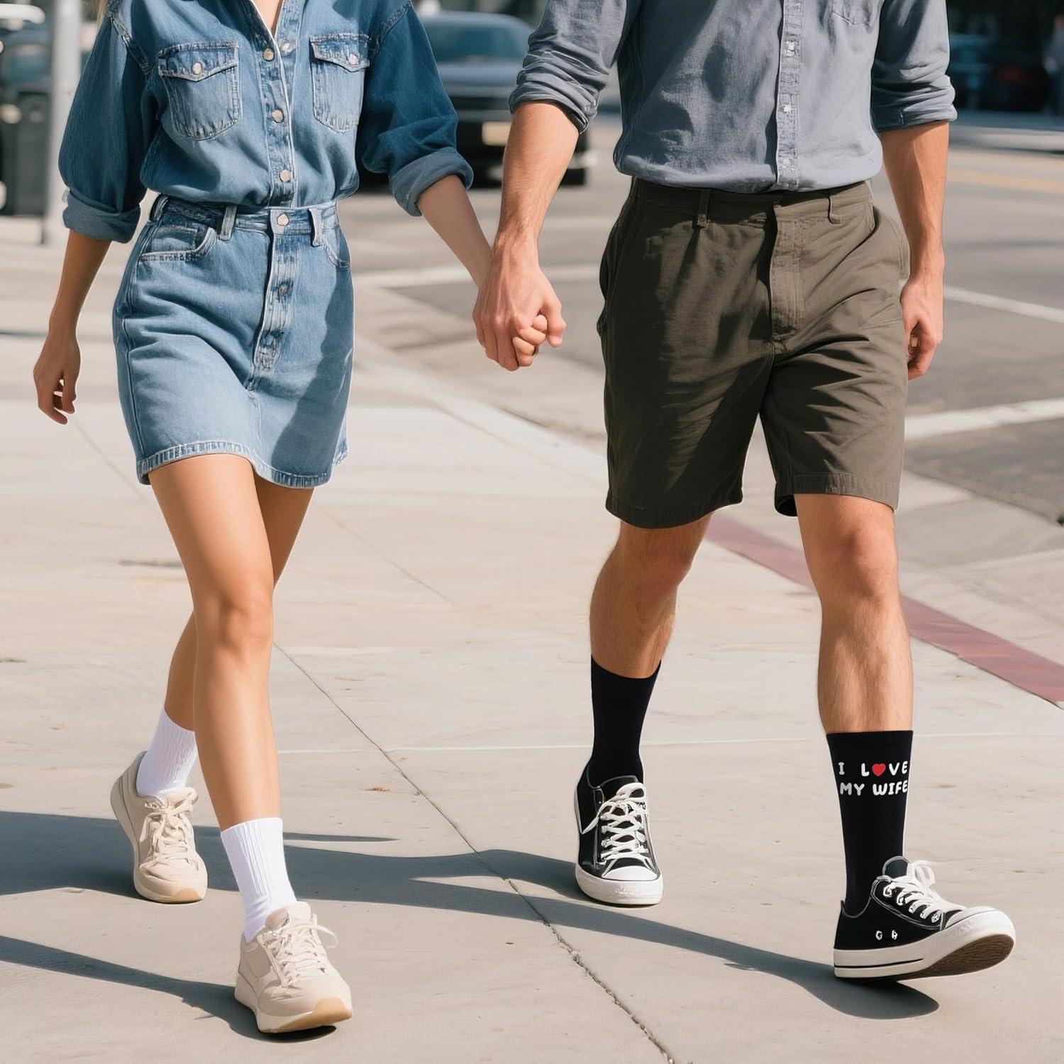 imageMoyel Husband Boyfriend Gift Ideas Funny Cool Socks for Men Romantic Gifts for Anniversary Valentines Day BirthdayBlack Husband 01