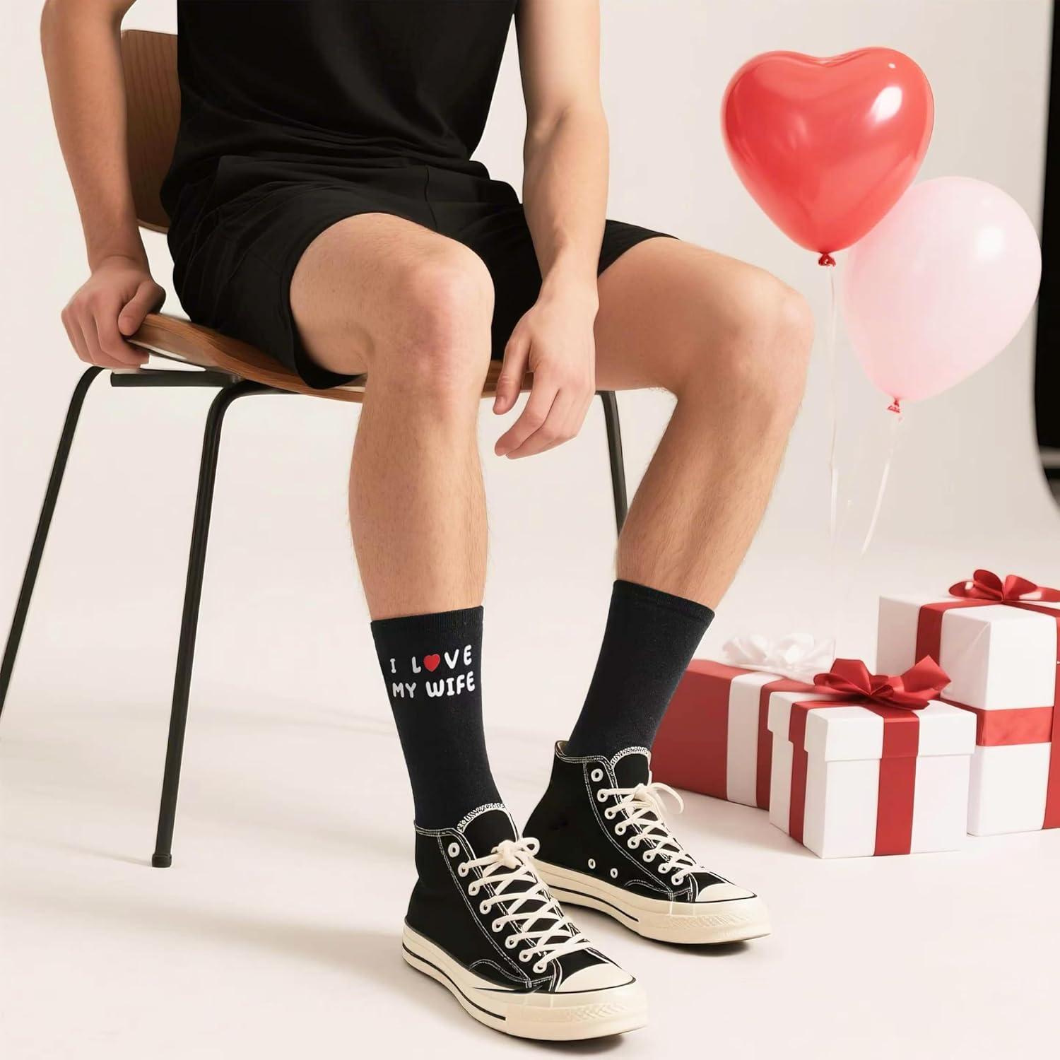 imageMoyel Husband Boyfriend Gift Ideas Funny Cool Socks for Men Romantic Gifts for Anniversary Valentines Day BirthdayBlack Husband 01