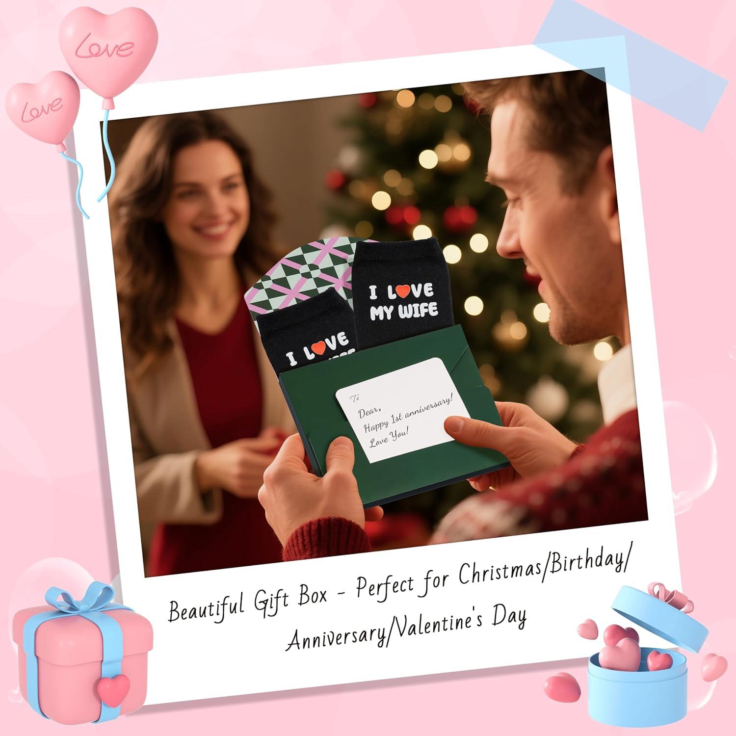 imageMoyel Husband Boyfriend Gift Ideas Funny Cool Socks for Men Romantic Gifts for Anniversary Valentines Day BirthdayBlack Husband 01