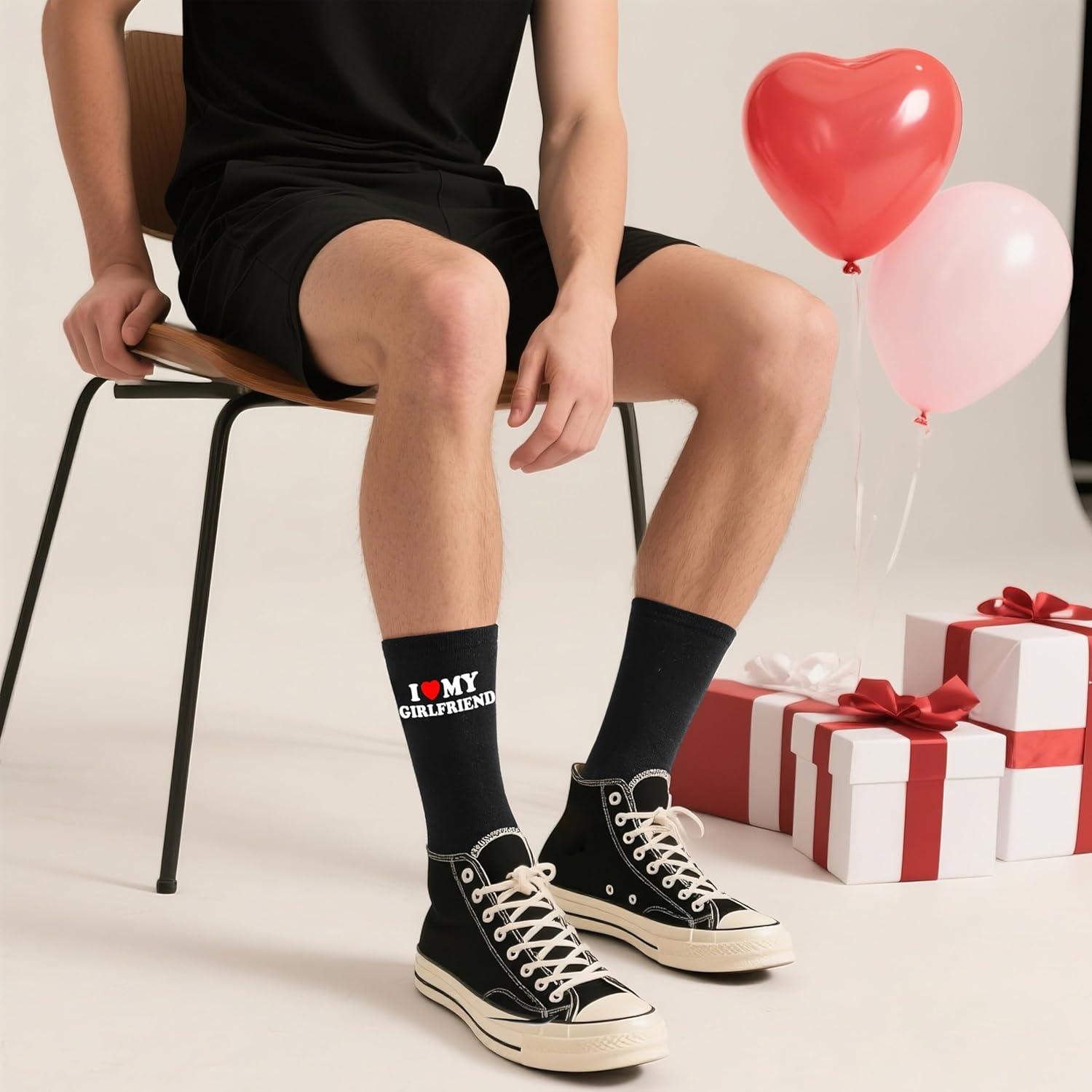 imageMoyel Husband Boyfriend Gift Ideas Funny Cool Socks for Men Romantic Gifts for Anniversary Valentines Day BirthdayBlack Love My Girlfriend