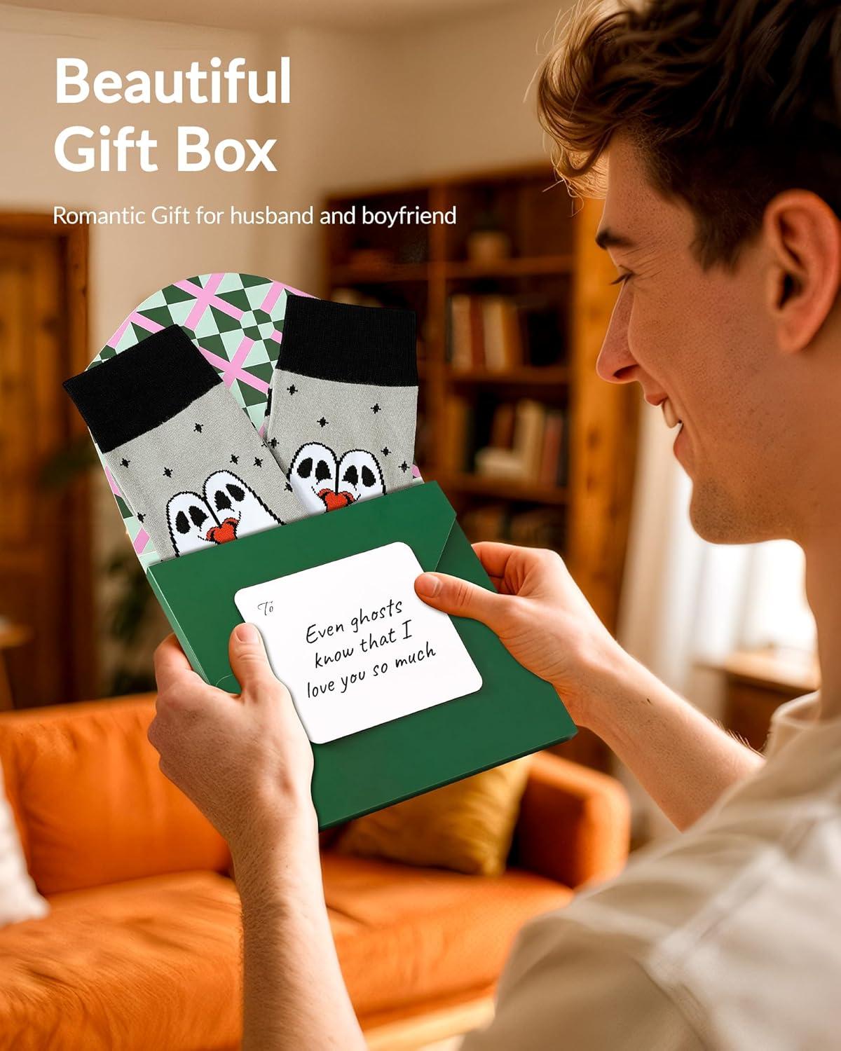 imageMoyel Husband Boyfriend Gift Ideas Funny Cool Socks for Men Romantic Gifts for Anniversary Valentines Day BirthdayMulticolor Boo