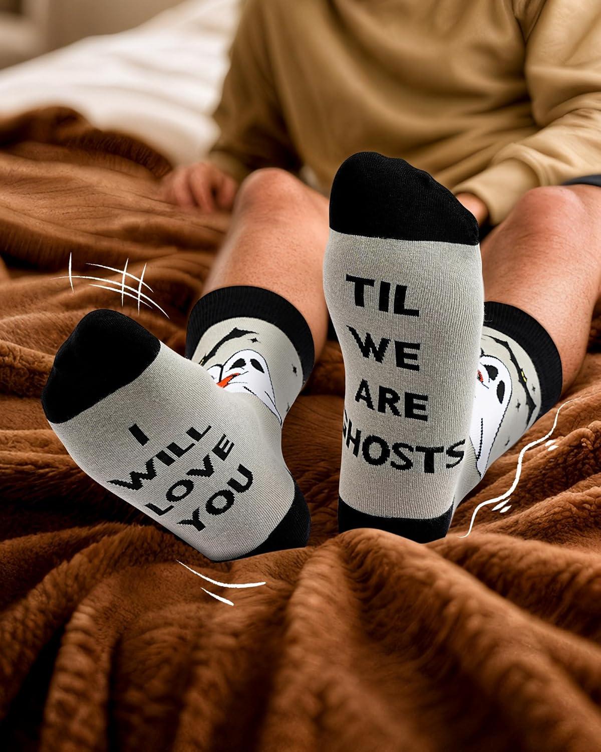 imageMoyel Husband Boyfriend Gift Ideas Funny Cool Socks for Men Romantic Gifts for Anniversary Valentines Day BirthdayMulticolor Ghost