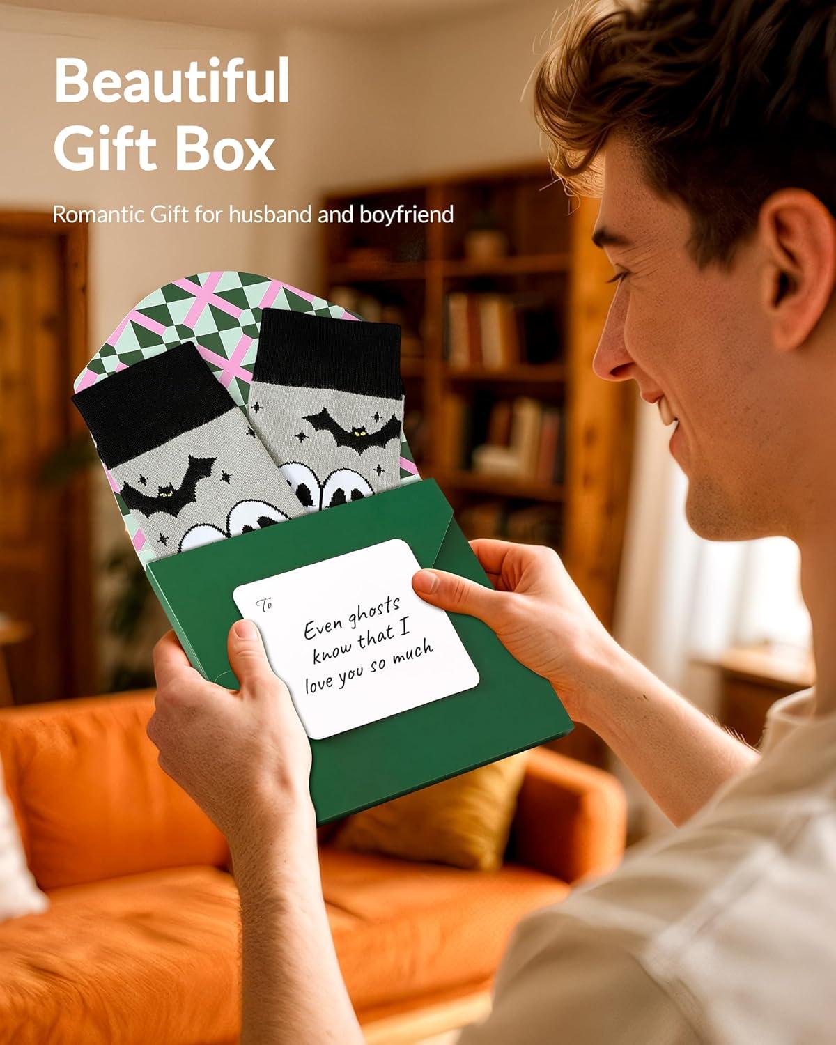 imageMoyel Husband Boyfriend Gift Ideas Funny Cool Socks for Men Romantic Gifts for Anniversary Valentines Day BirthdayMulticolor Ghost