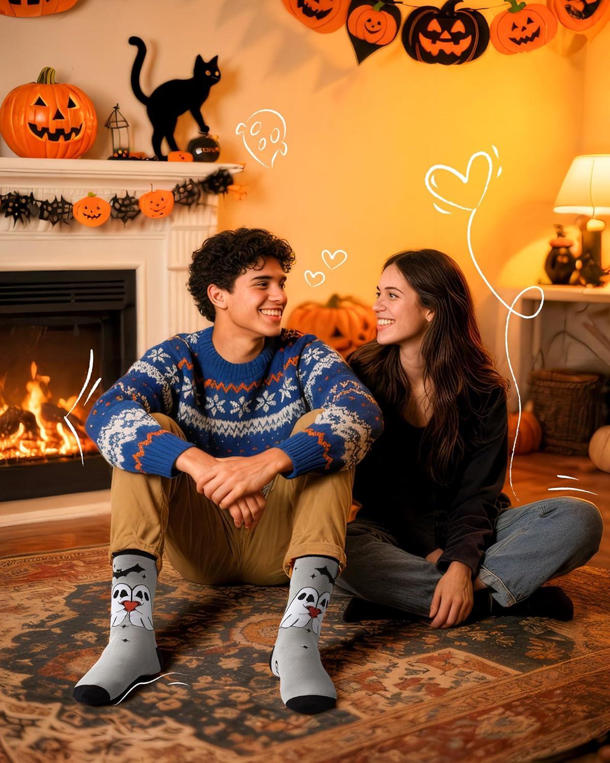 imageMoyel Husband Boyfriend Gift Ideas Funny Cool Socks for Men Romantic Gifts for Anniversary Valentines Day BirthdayMulticolor Ghost