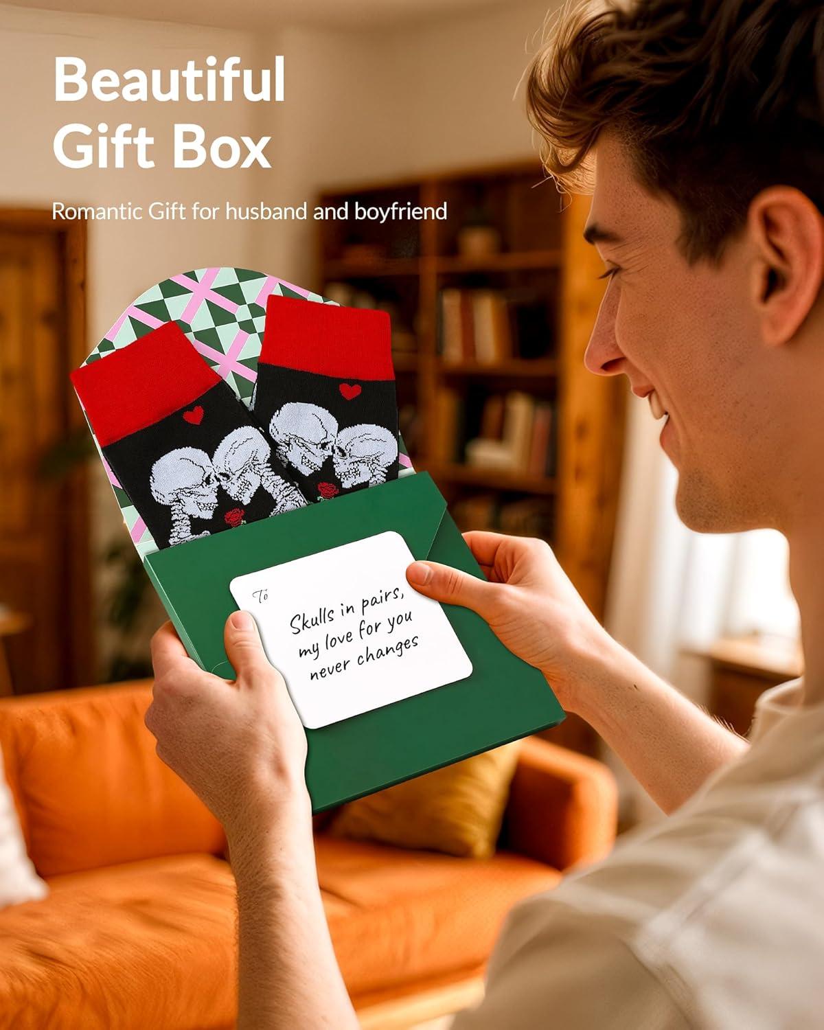 imageMoyel Husband Boyfriend Gift Ideas Funny Cool Socks for Men Romantic Gifts for Anniversary Valentines Day BirthdayMulticolor Skeleton