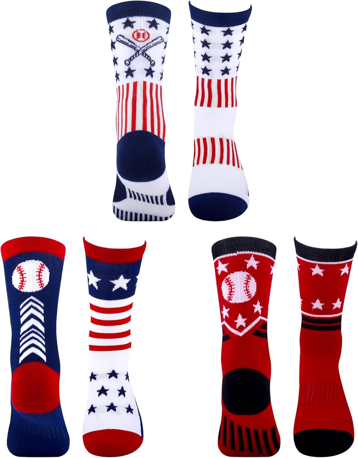 imageMoyel Sports Socks for Boys Kids 812 1214 Athletic Socks for Kids Crew Socks for Boys Baseball GiftsMulticolor Baseball