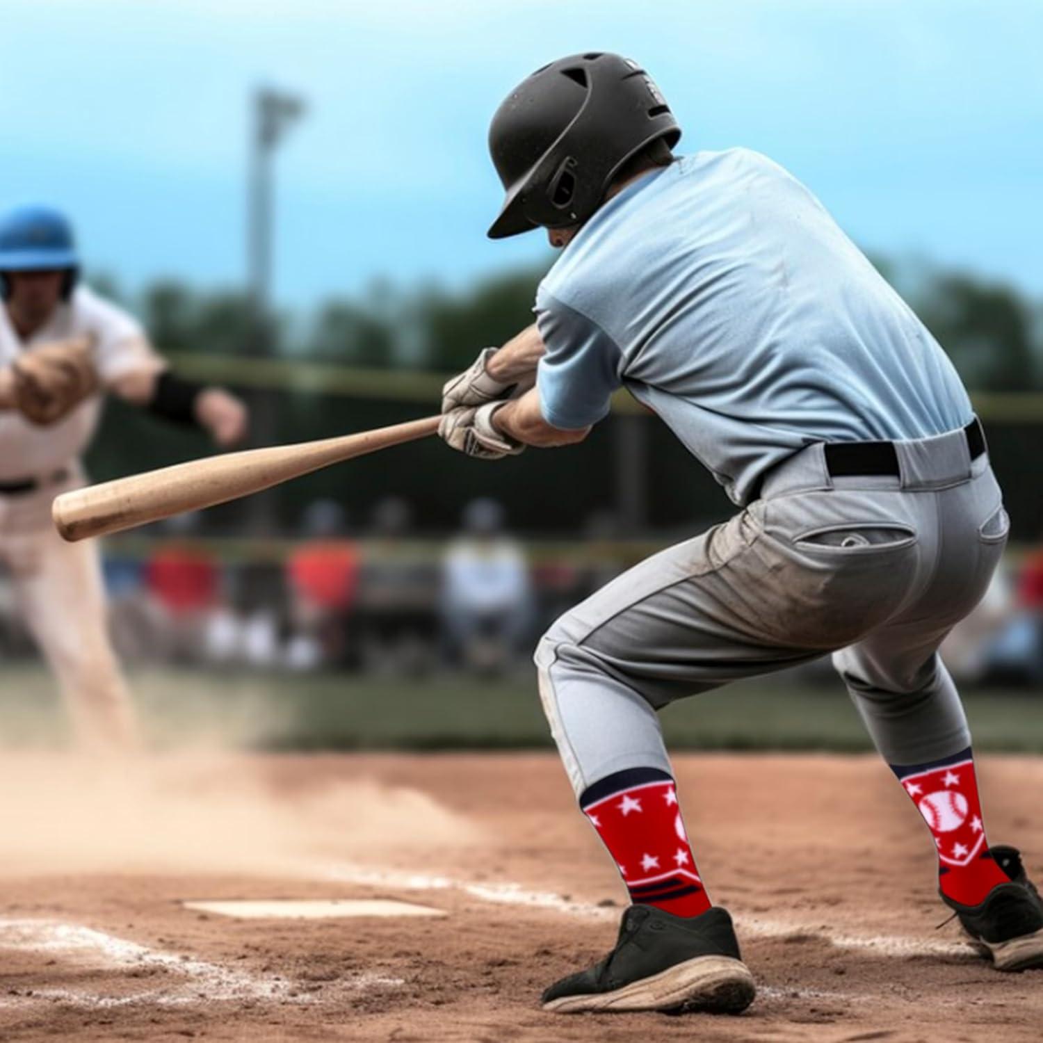 imageMoyel Sports Socks for Boys Kids 812 1214 Athletic Socks for Kids Crew Socks for Boys Baseball GiftsMulticolor Baseball