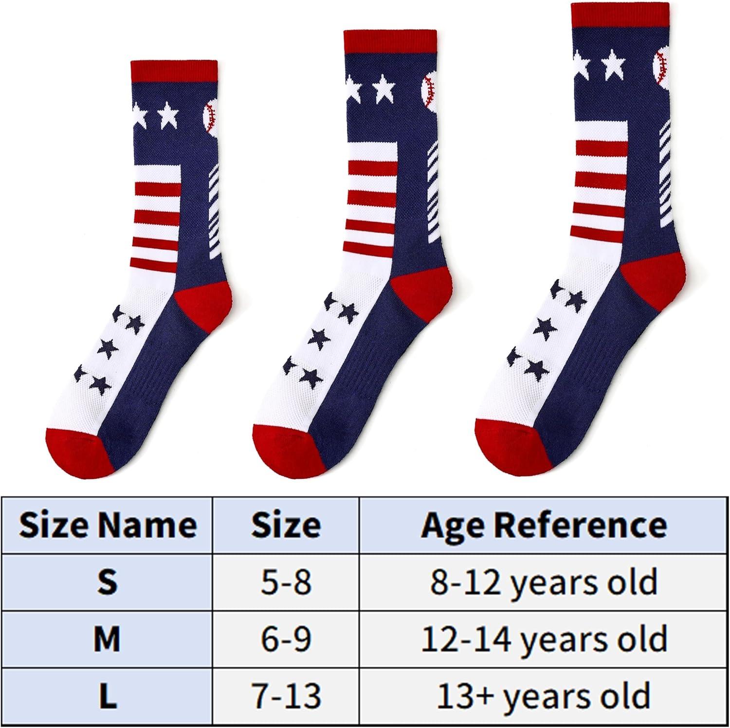 imageMoyel Sports Socks for Boys Kids 812 1214 Athletic Socks for Kids Crew Socks for Boys Baseball GiftsMulticolor Baseball