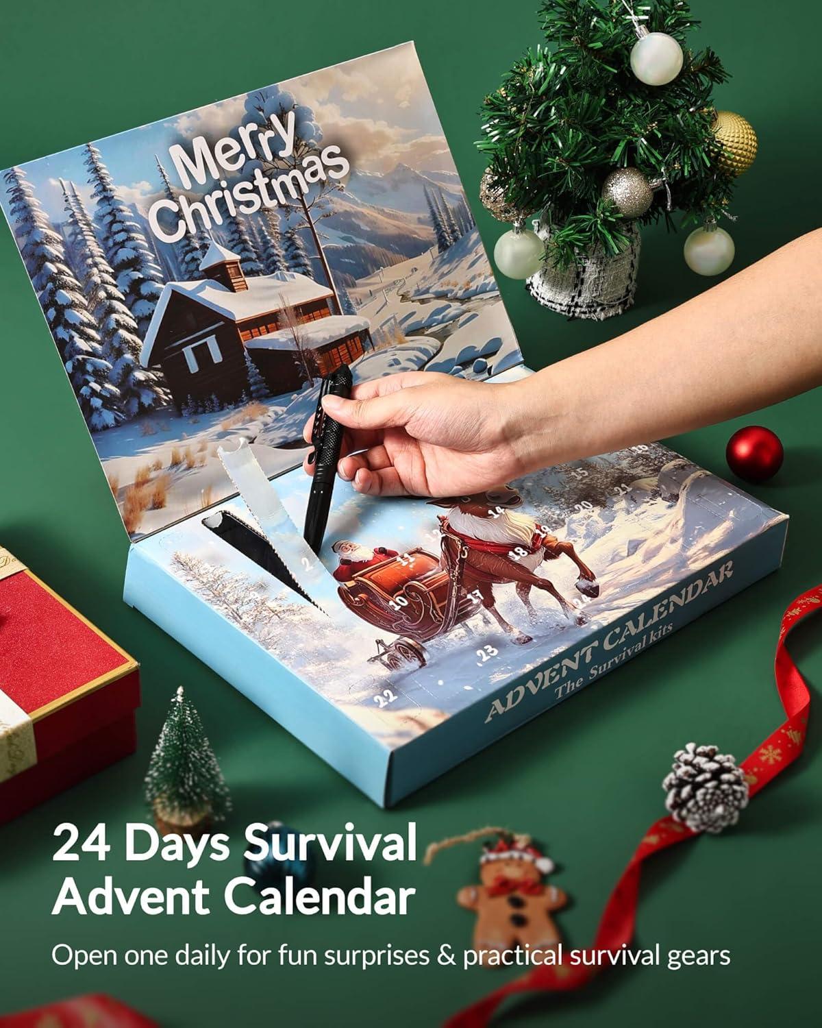 imageMoyel Survival Advent Calendar 2025 for Men 24Day Christmas Countdown Survival Tools Calendar for Adults and Teen Boys Christmas Outdoor Adventure Gifts for Dad Boyfriend Husband SonAdvent CalendarSurvival