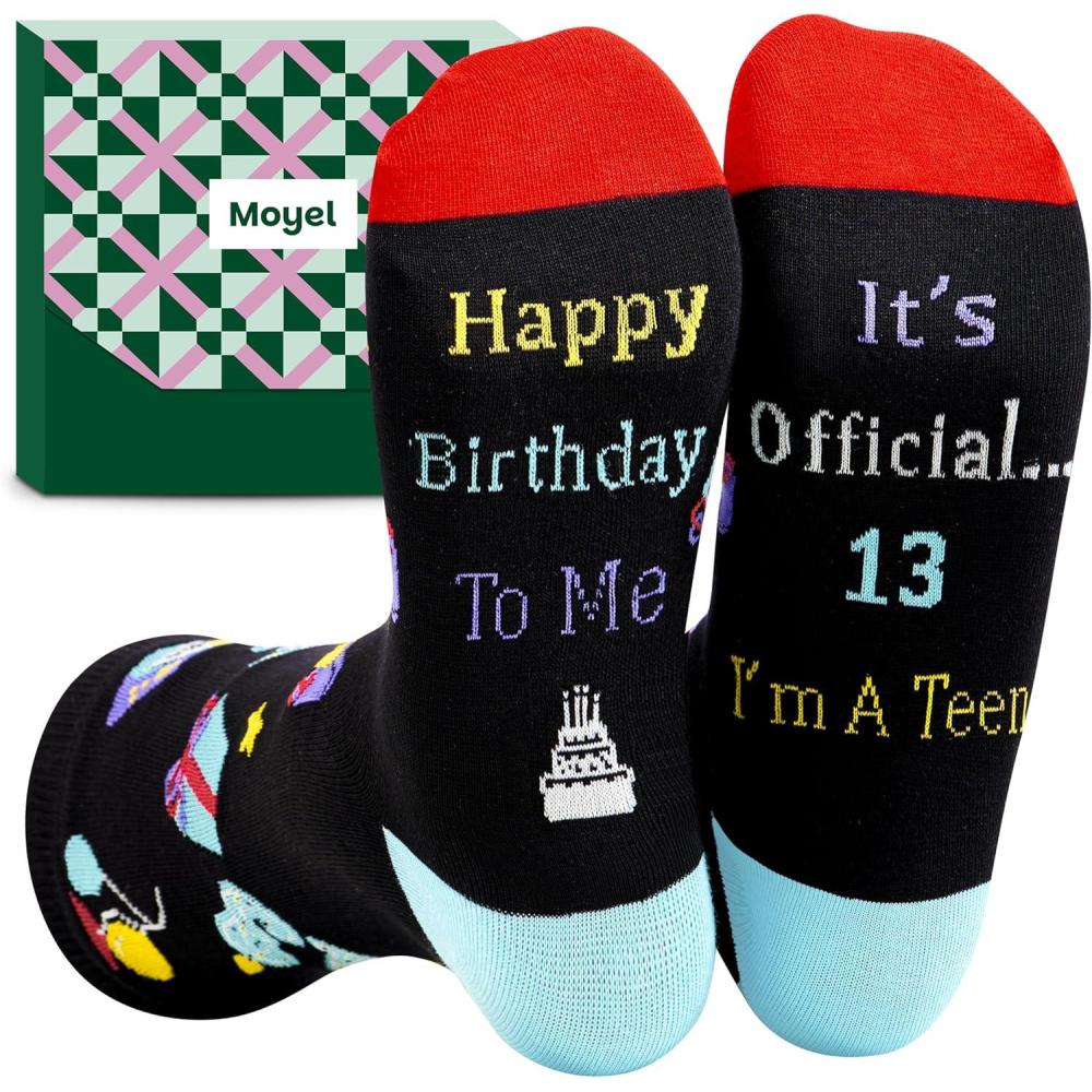 imageMoyel 21st 13th Birthday Gifts for Him Mens Fun Funny Socks Cool 13 21 Year Old Birthday Gifts for Him Men Gift IdeasMulticolor 13th Birthday Boy 01