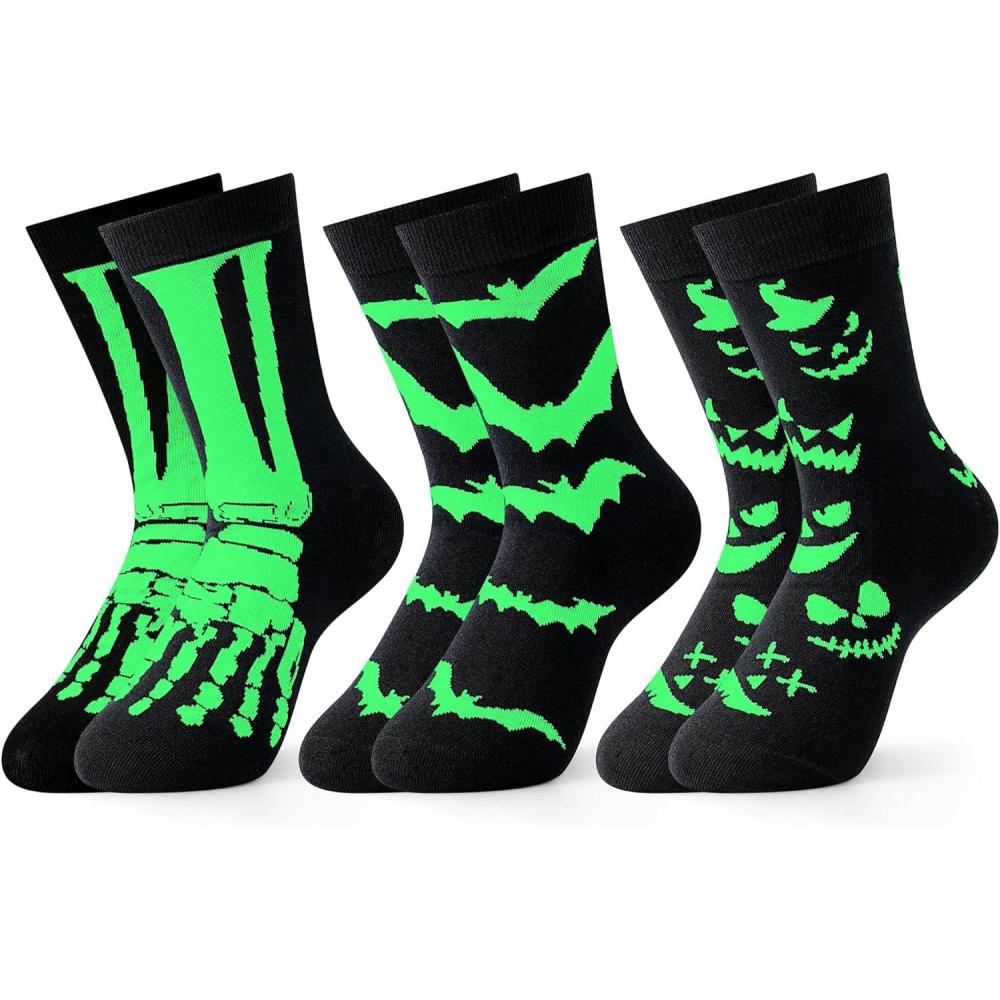 imageMoyel 3 Pairs Funny Glow in The Dark Halloween Socks for Teen Kids Halloween Gifts for Teen Boys Girls Fun Basket StuffersGlow in the Dark 68 Years Old