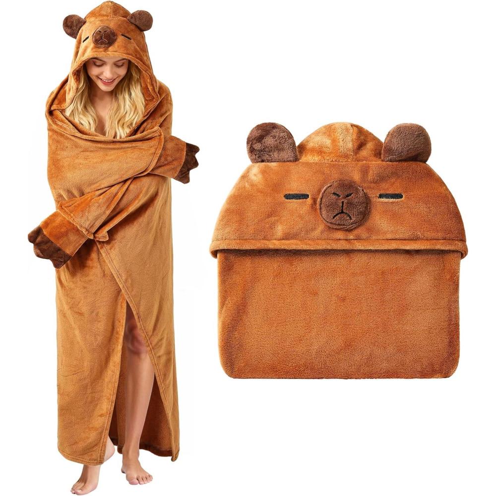 imageMoyel Corgi Blanket for Women Funny Cute Soft Warm Fluffy Fuzzy Wearable Blanket Hoodie Corgi Gifts for Corgi Lovers Mom Girlfriend Wife Friend Sister for Christmas BirthdayBrown Capybara