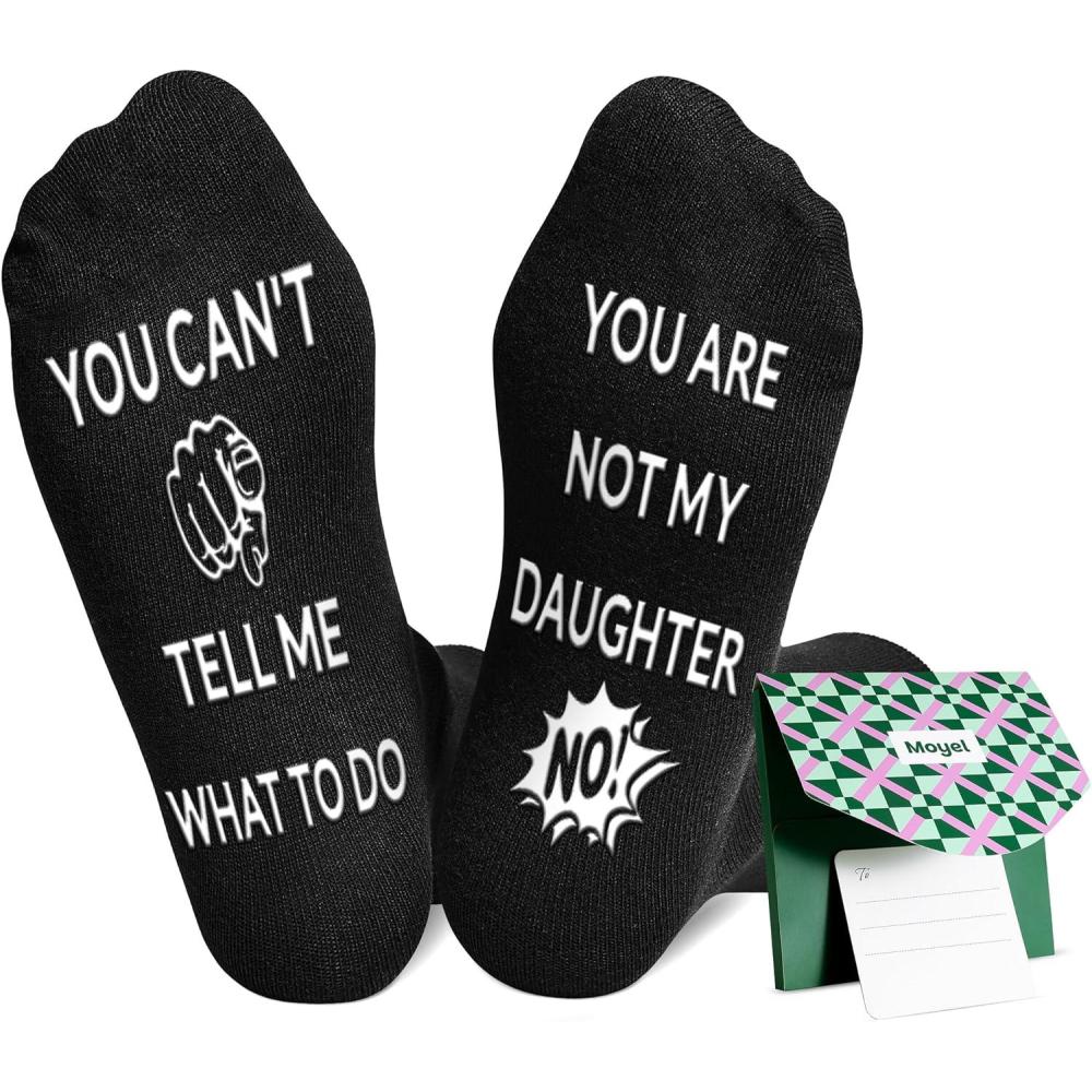 imageMoyel Dad Gifts from Daughter Son Cool Gifts for Dad Christmas Dad Birthday Gifts Gift Ideas Funny SocksBlack Not My Daughter