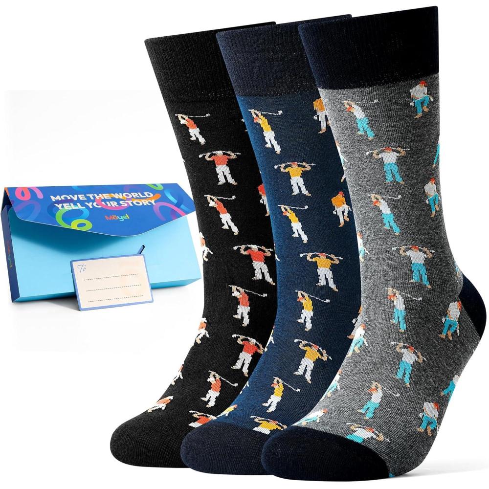 imageMoyel Funny Novelty Socks for Men Fun Golf Pickleball Socks Fun Gifts for Him Men AccessoriesMulticolor Angry Golf