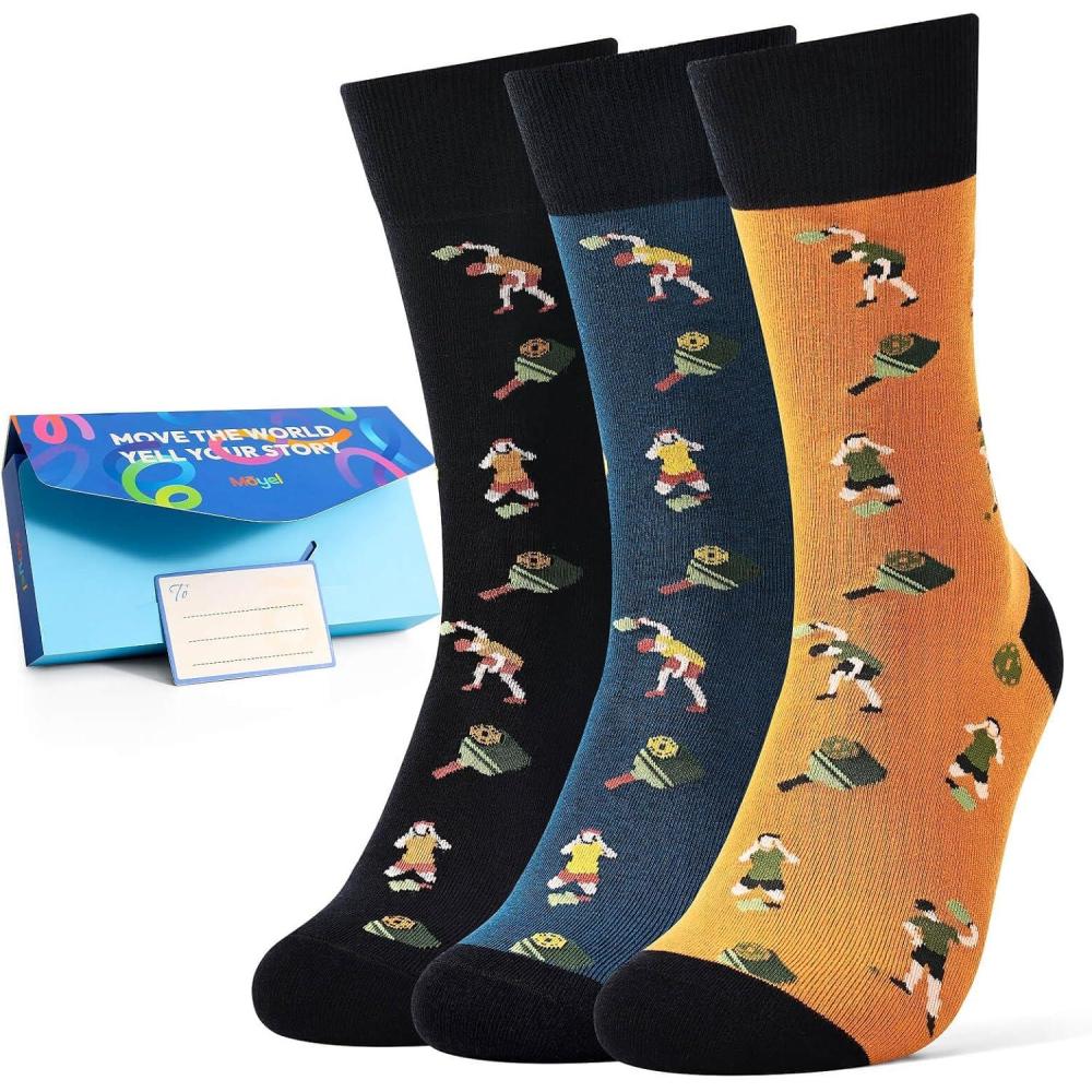 imageMoyel Funny Novelty Socks for Men Fun Golf Pickleball Socks Fun Gifts for Him Men AccessoriesMulticolor Angry Pickleball