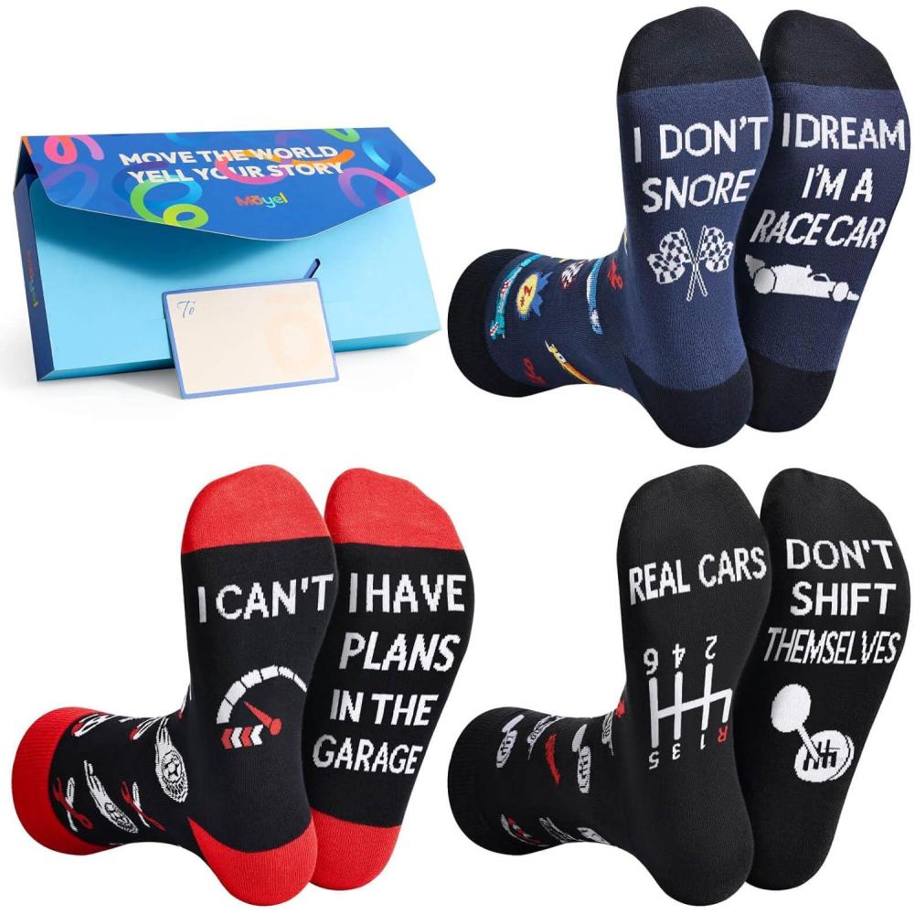 imageMoyel Funny Novelty Socks for Men Fun Golf Pickleball Socks Fun Gifts for Him Men AccessoriesMulticolor Car