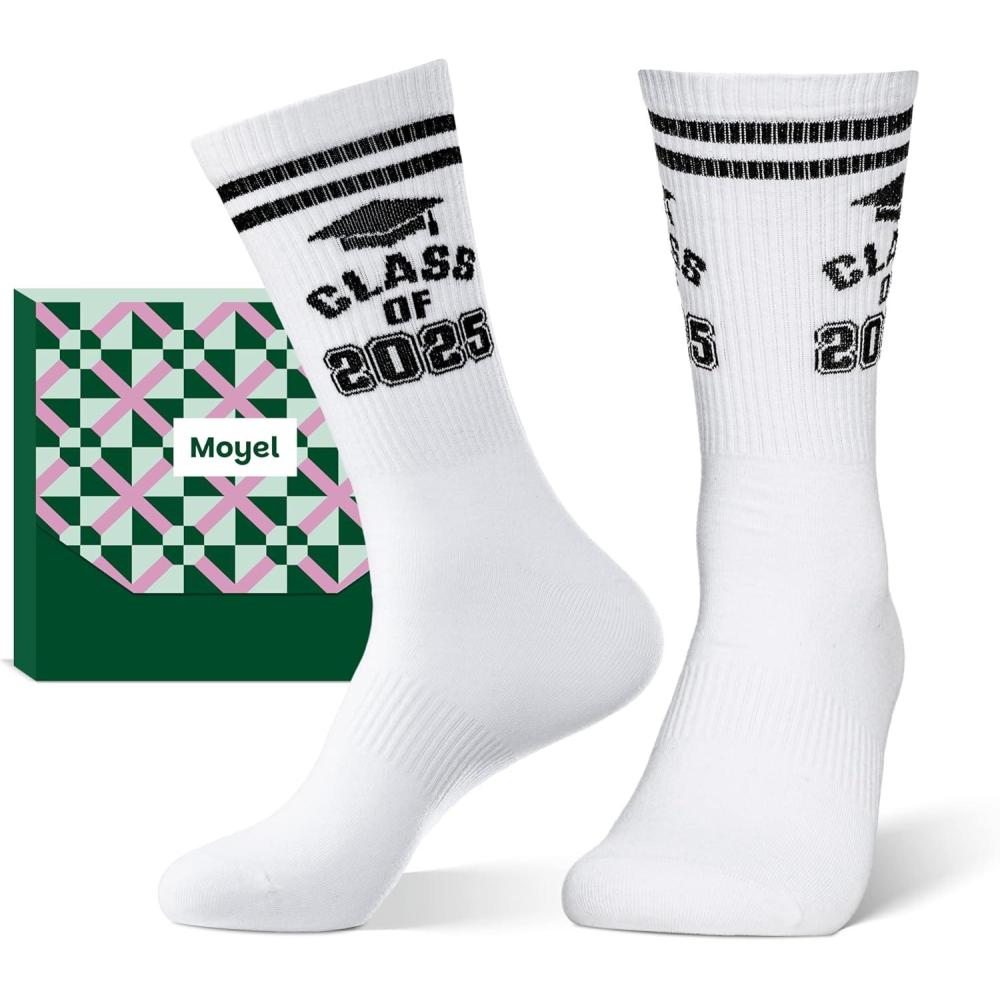 imageMoyel Graduation Gifts for Him Class of 2025 8th Grade High School College Congrats Grad Funny Cool SocksWhitegraduation
