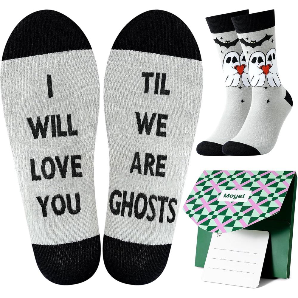 imageMoyel Husband Boyfriend Gift Ideas Funny Cool Socks for Men Romantic Gifts for Anniversary Valentines Day BirthdayMulticolor Ghost
