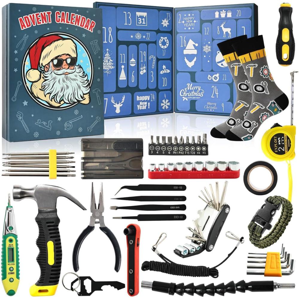 imageMoyel Survival Advent Calendar 2025 for Men 24Day Christmas Countdown Survival Tools Calendar for Adults and Teen Boys Christmas Outdoor Adventure Gifts for Dad Boyfriend Husband SonAdvent CalendarTool