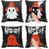 imageMoyel 2Pack Halloween Pillow Covers 18x18 Inch Reversible Ghost Throw Pillow Covers Ghost Halloween Decorations Indoor Cute Horror Spooky Gifts for Couch Bedroom Home