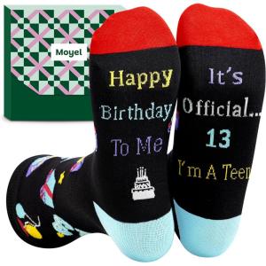 Moyel 21st 13th Birthday Gifts for Him Mens Fun Funny Socks Cool 13 21 Year Old Birthday Gifts for Him Men Gift Ideas(Multicolor 13th Birthday Boy 01)