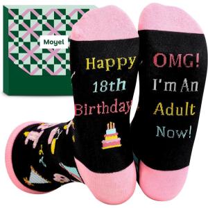 Moyel 21st 18th Birthday Gifts for Girls 18 21 Year Old Girl Gifts Fun Funny Socks for Women(Multicolor 18th Birthday Girl 01)