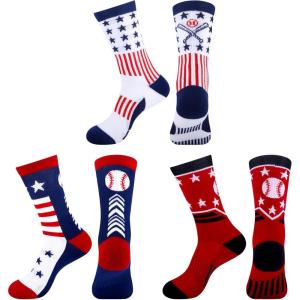 Moyel 3 Pair Baseball Wrestling Gifts for Men Funny Wrestling Baseball Socks for Men(Multicolor Baseball)