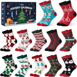 Moyel Advent Calendar 2025 Kids 6-8 Years Funny 12 Days of Sock Advent Calendar for Boys Girls Cute Christmas Socks for Kids Gifts for Daughter Son Granddaughter Nephew(12 Pair: 6-8 Year Old)