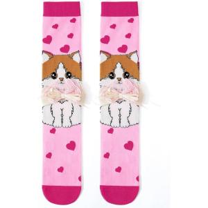 Moyel Crazy Socks for Kids Girls Animal Knee High Silly Funny Style Wacky Novelty Fun Cat Gifts Sock with Cute Decoration